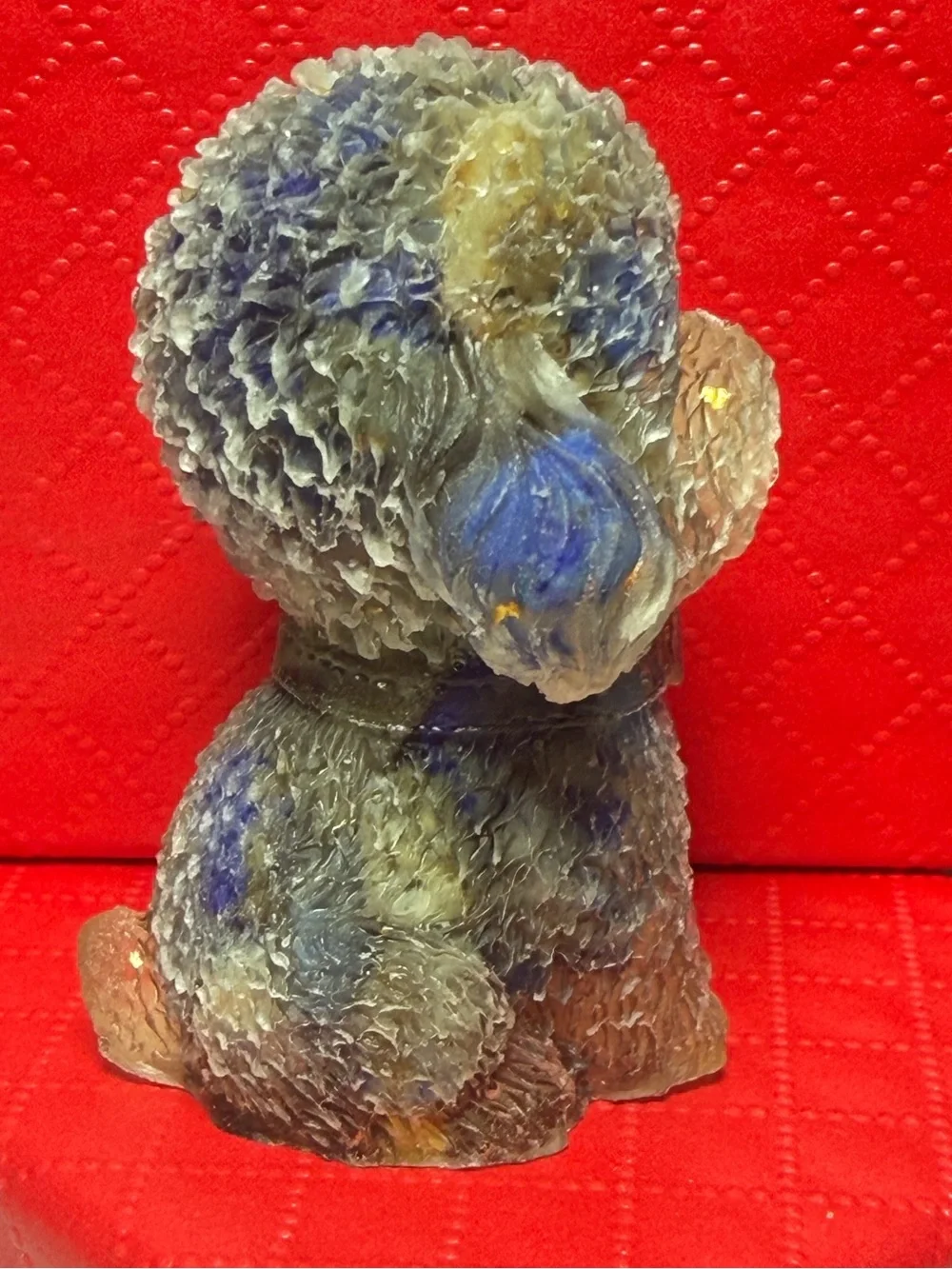 Crystal Chip Poodle Blue and Gray Resin Figurine 1.5 inches